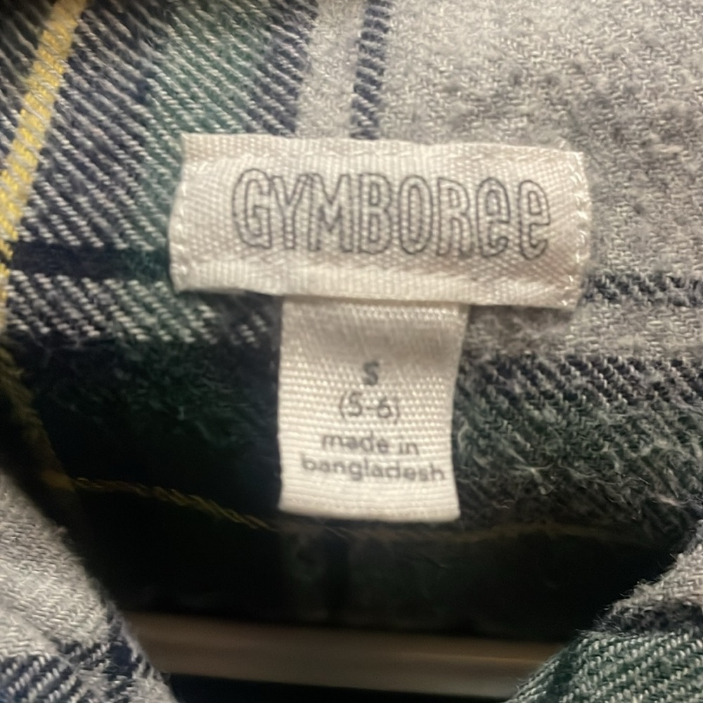 Gymboree gray & green plaid shirt, size 5/6 - Picture 4 of 5